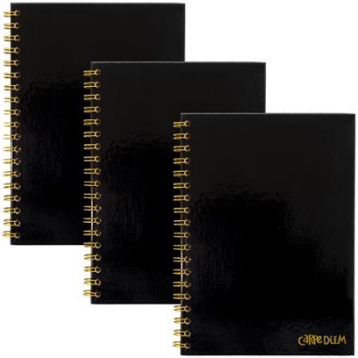 Spirálfüzet, B5, vonalas, 80 lap, FSC, PUKKA PAD "Carpe Diem", fekete