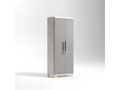 Szerszámtároló szekrény, magas, műanyag, KETER "Linear Wood", bézs