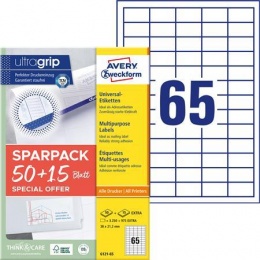 Etikett, univerzális, 38x21,2 mm, AVERY ZWECKFORM, "Sparpack", 4225 etikett/csomag