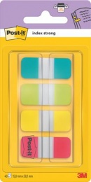 Jelölőcímke, műanyag, megerősített, 4x10 lap, 16x38 mm, 3M POSTIT, vegyes színek